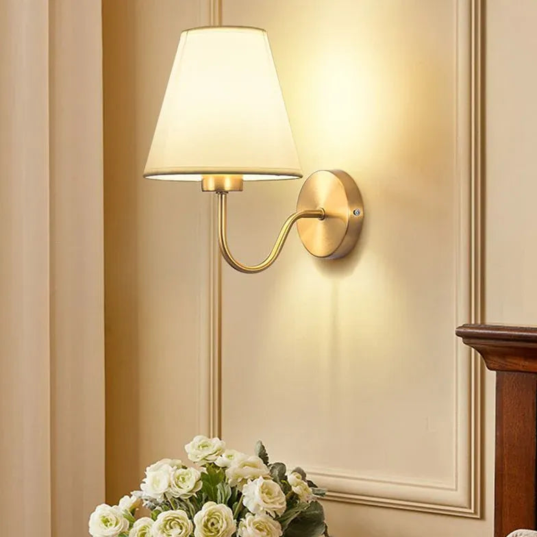Modern Fabric Lampshade Gold Wall Light - Elegant Home Decor for Living Room, Bedroom & Dining Area