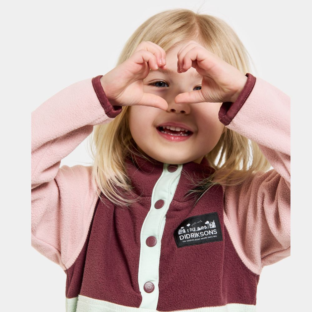 Didriksons Monte Half Button Kids Fleece Jacket - Soft & Warm Pale Mint Green Outerwear for Boys & Girls | Perfect for School, Playground & Outdoor Adventures