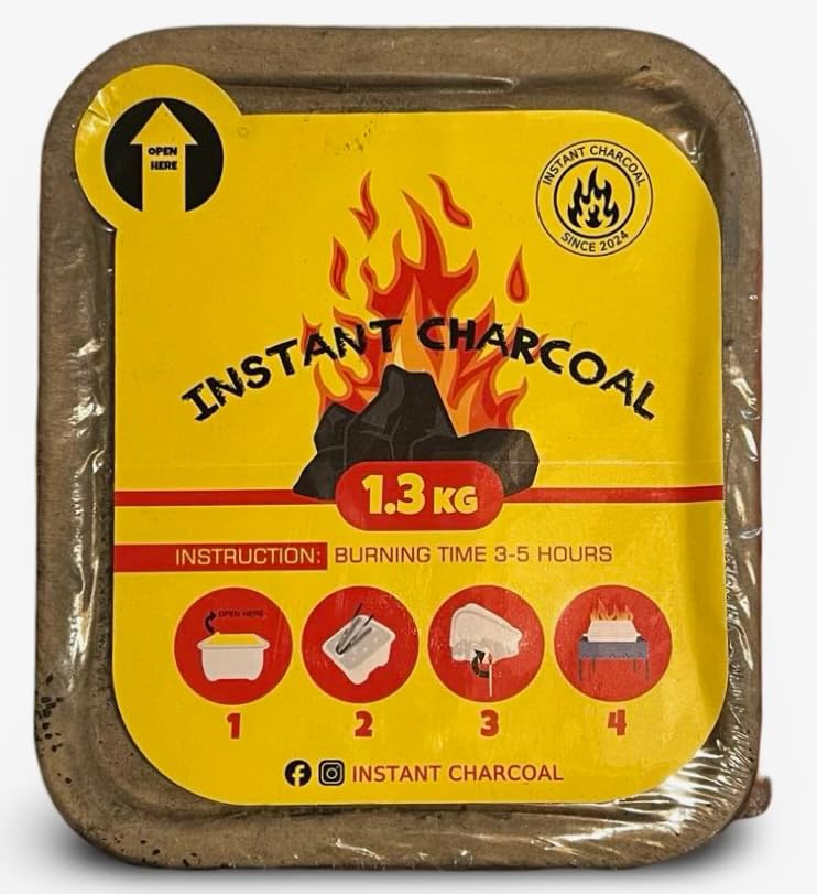 Premium 1.3kg Unflavored Compressed Charcoal for Outdoor Grilling - Long Lasting 3-5 Hour Burn Time - Perfect for BBQ, Camping & Backyard Cookouts