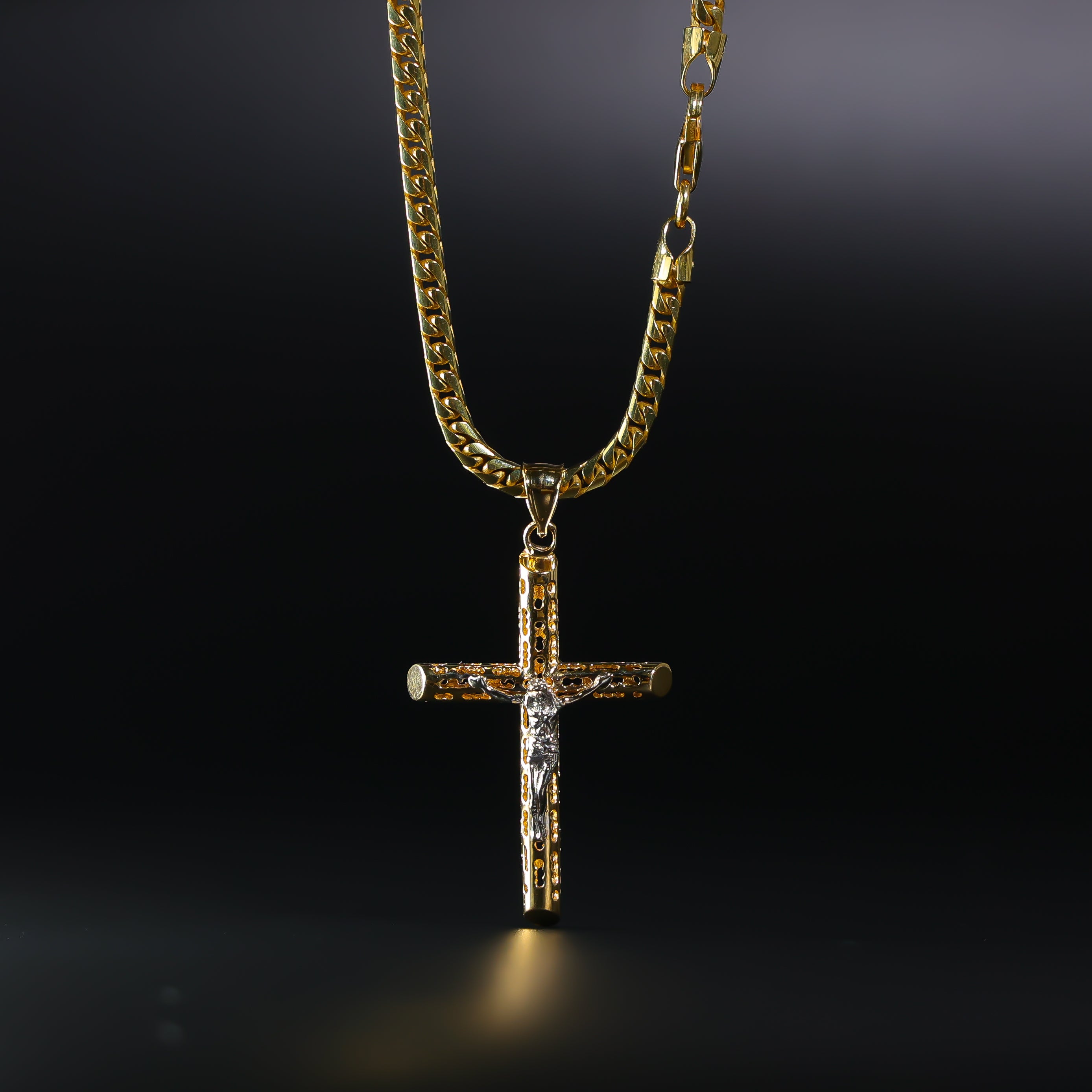 Gold Large Jesus Crucifix Cross Pendant Necklace - Model 1213 | Religious Jewelry for Men & Women | Perfect for Church, Baptism & Daily Wear