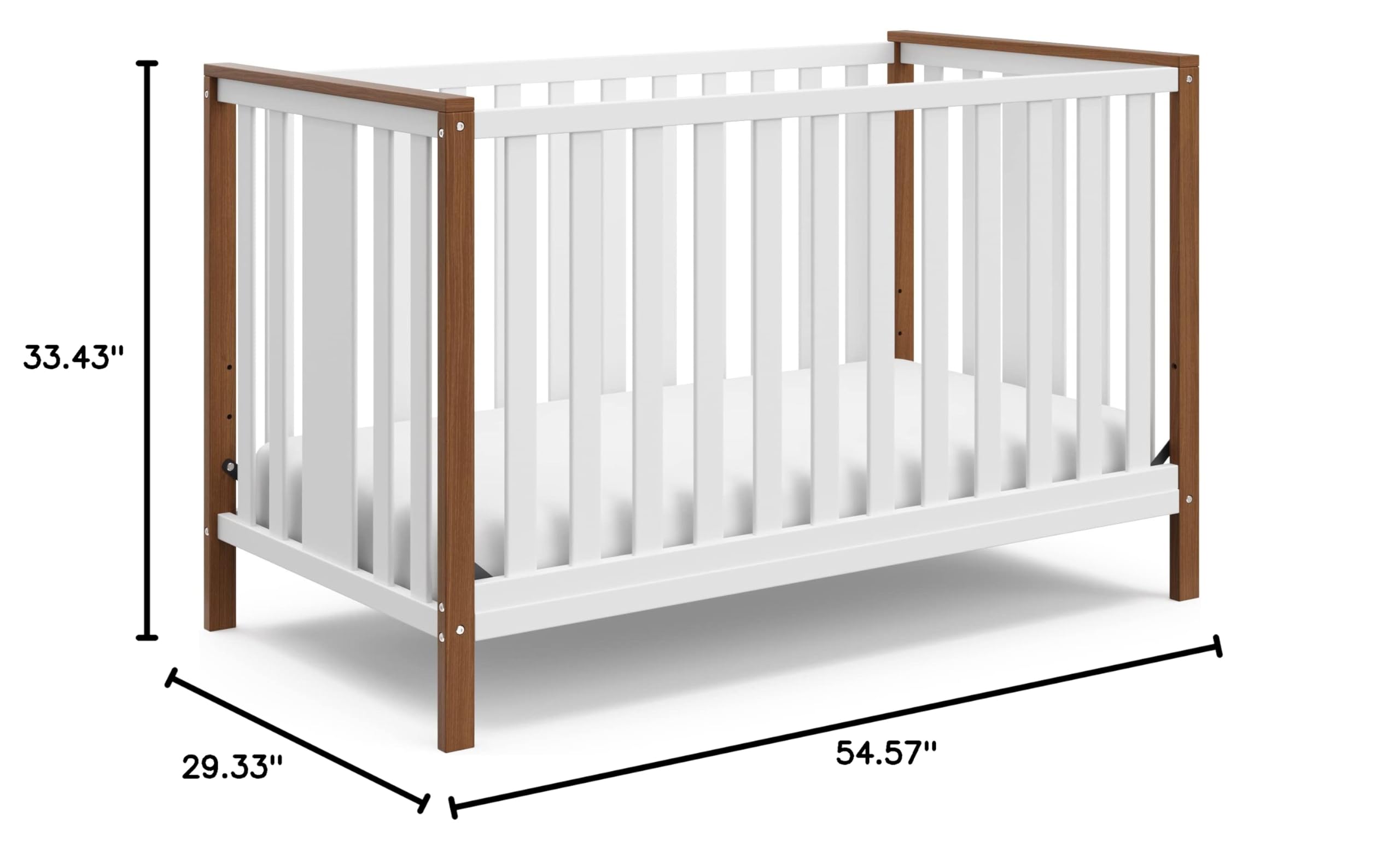 Storkcraft 4-in-1 Convertible Crib - GREENGUARD Gold Certified, White & Driftwood for Nursery & Toddler Room