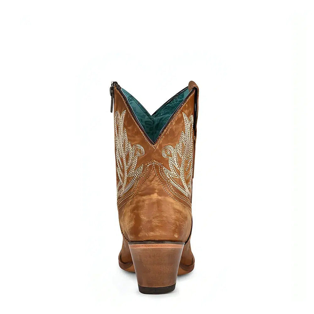 A4218 Women's Brown Western Cowgirl Ankle Boots - Genuine Cowhide Leather for Comfort & Style - Perfect for Rodeo, Country Dancing & Casual Wear