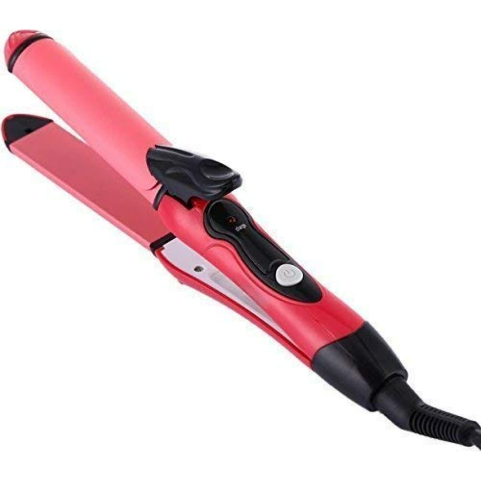 WONIRY 2 in 1 Hair Straightener and Curler Combo - Professional Ceramic Flat Iron & Curling Wand for Women (Pink) | Salon-Quality Styling for Home Use, Travel & Everyday Beauty