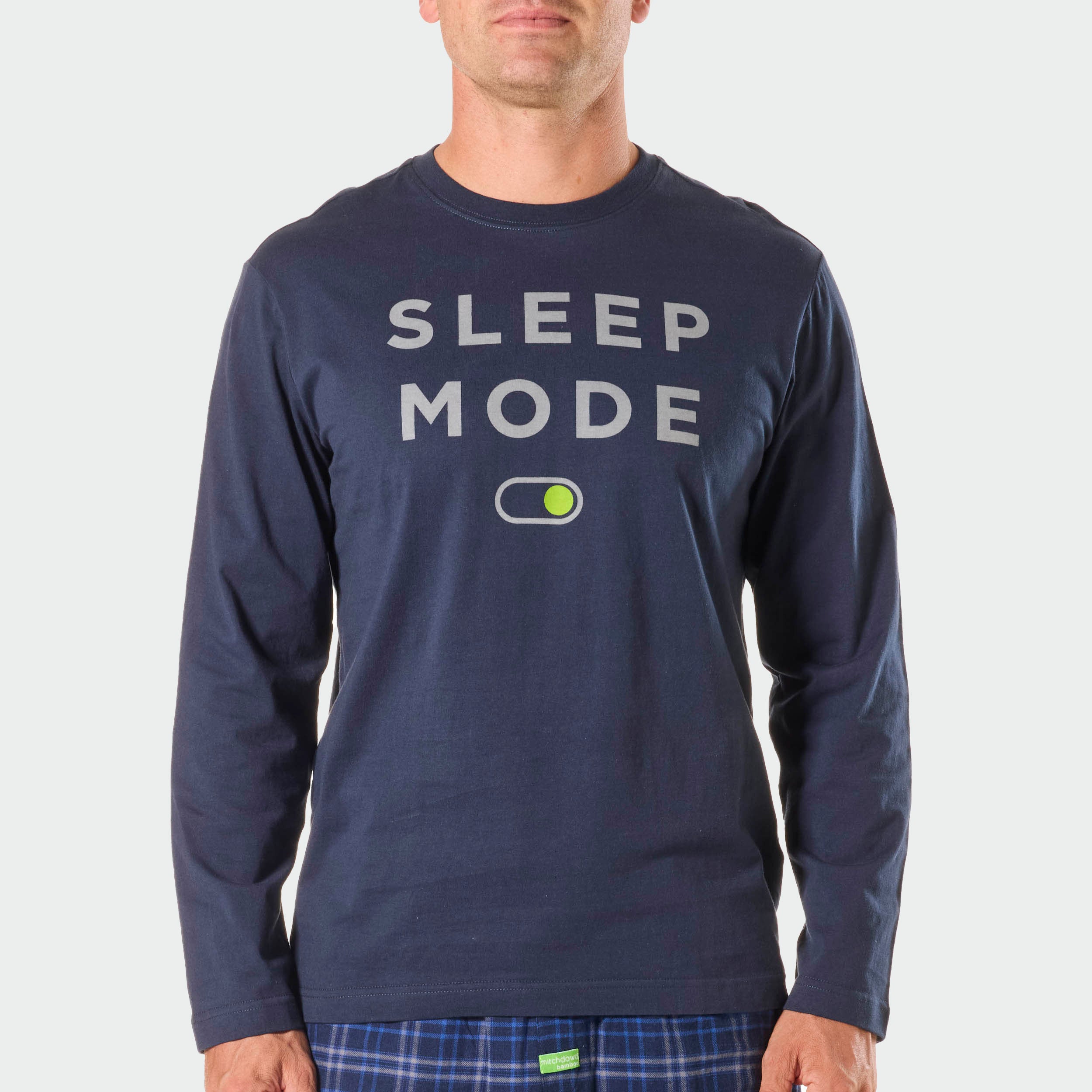 Men's Soft Cotton Long Sleeve Sleep Shirt - Comfortable Nightwear for Relaxing at Home - Navy Blue