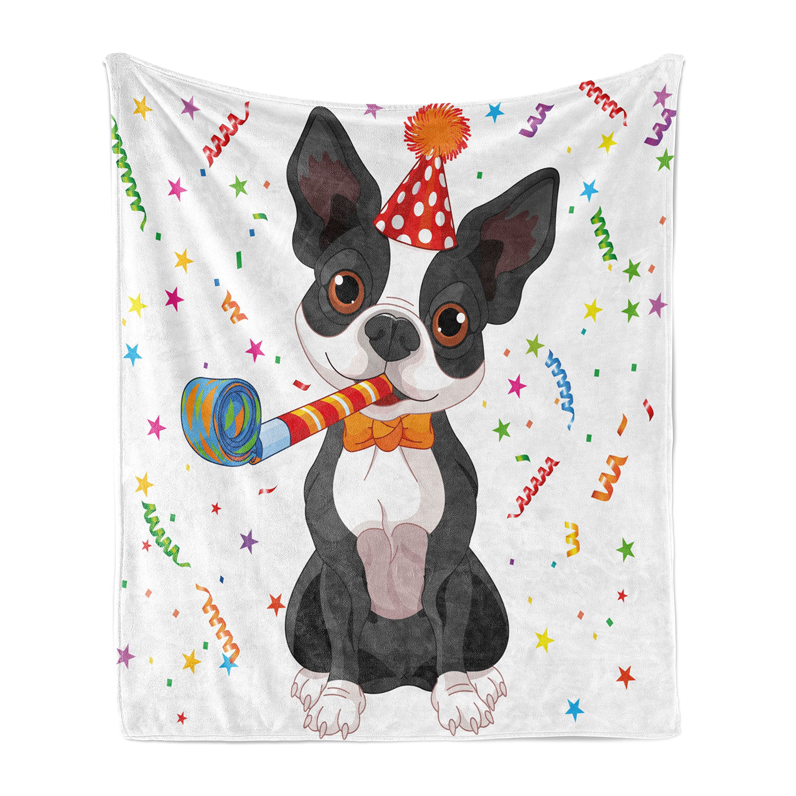 Ambesonne Boston Terrier Dog Fleece Throw Blanket - 60
