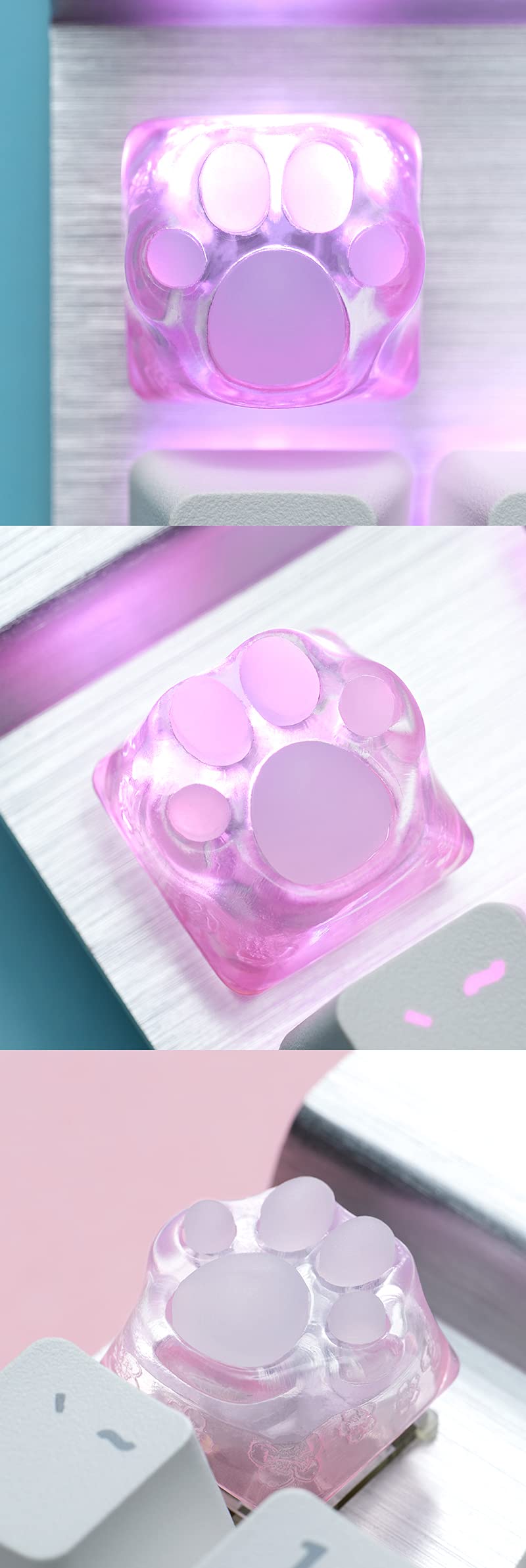Cute Cat-Claws Keycap for Cherry MX Switches - Gaming Keyboard Accessory (Pink Translucent)