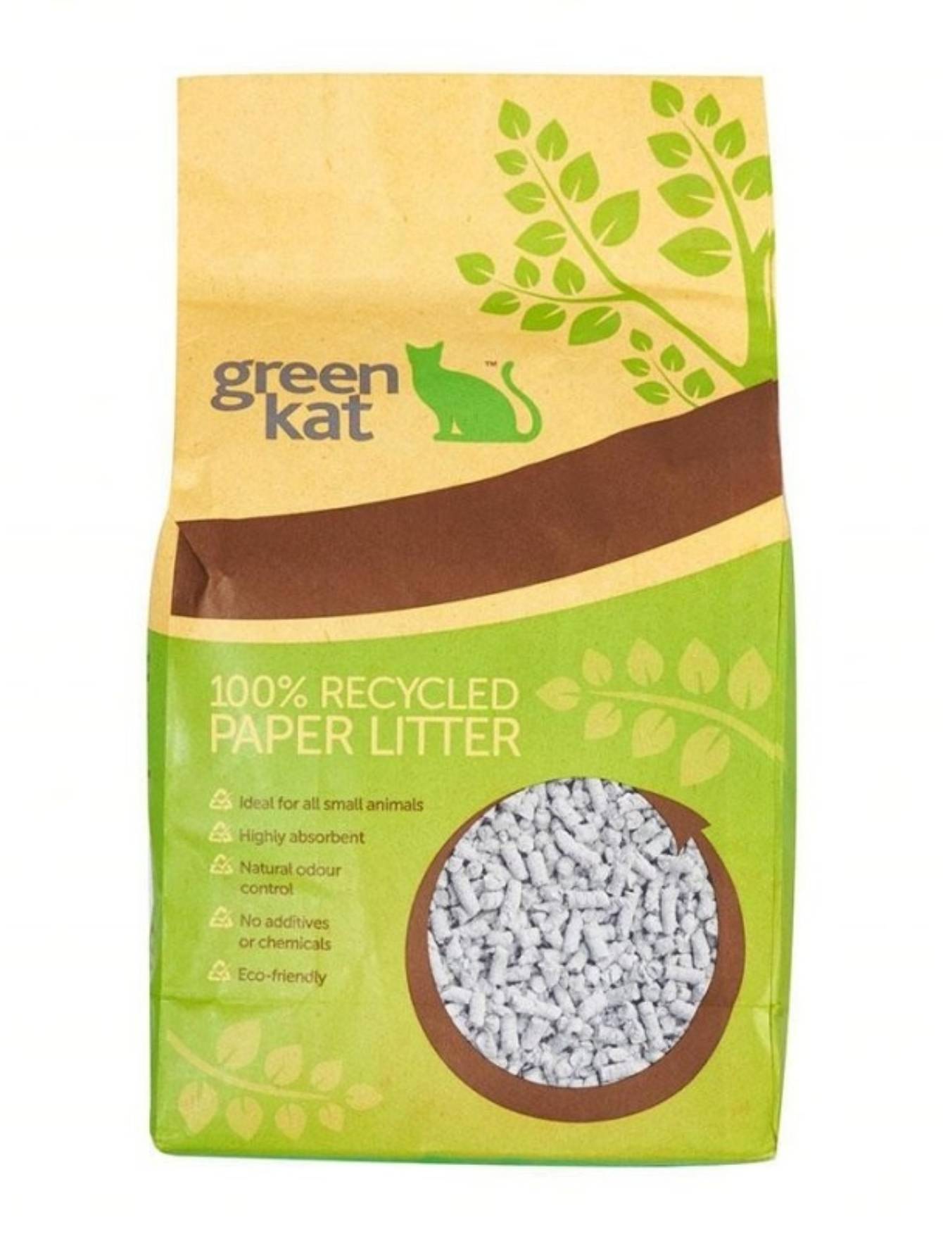 Eco-Friendly Green Kat Recycled Paper Cat Litter - Dust Free, Biodegradable & Odor Control (3 Sizes) - Perfect for Small Spaces & Environmentally Conscious Pet Owners