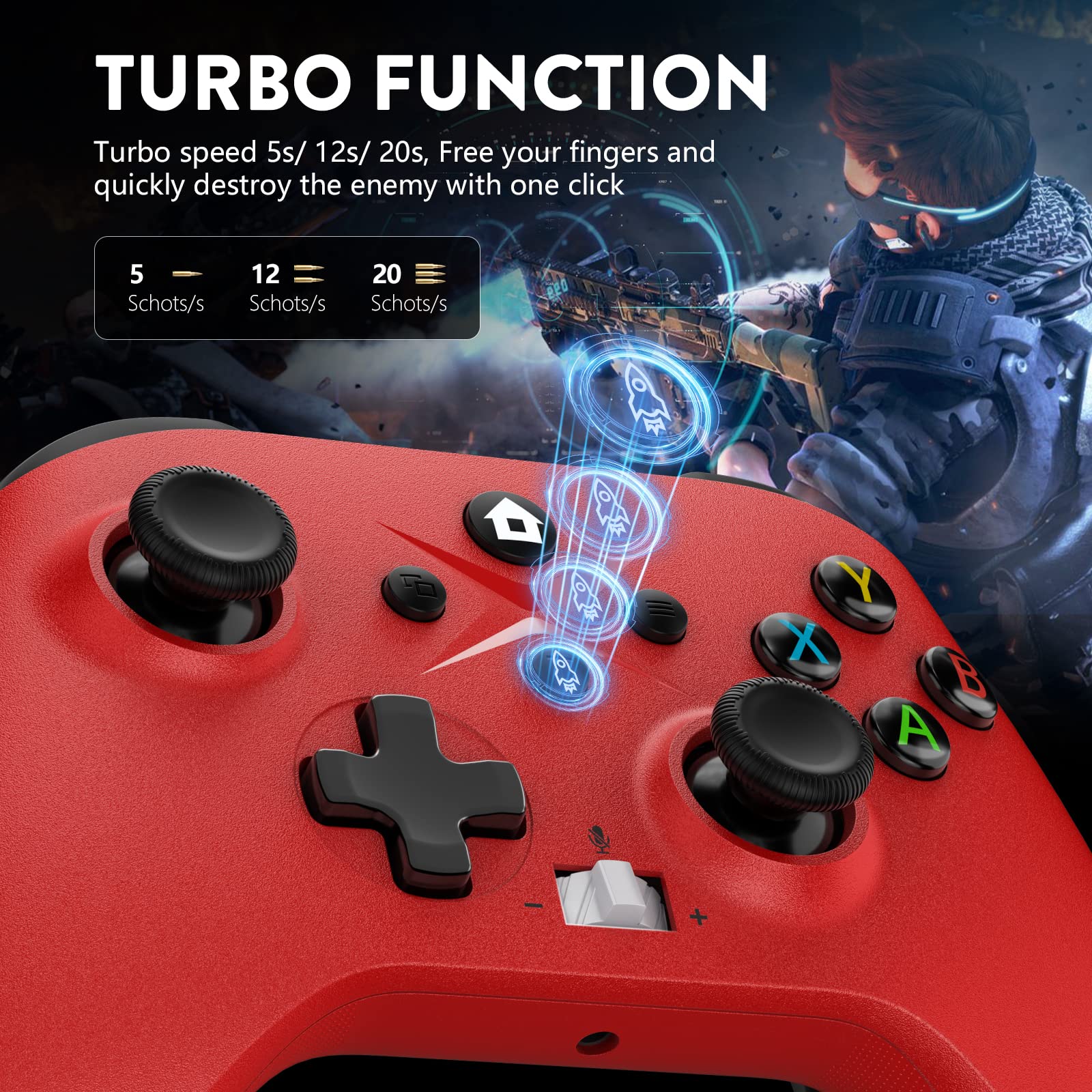 2 Pack Wireless Xbox Controller for Xbox Series X/S & Xbox One X/S | PC Gaming | Dual Vibration | 3.5mm Audio Jack | Macro & Turbo Buttons | Includes 2.4GHz Adapter (White+Red) - Perfect for Multiplayer Gaming & Competitive Play