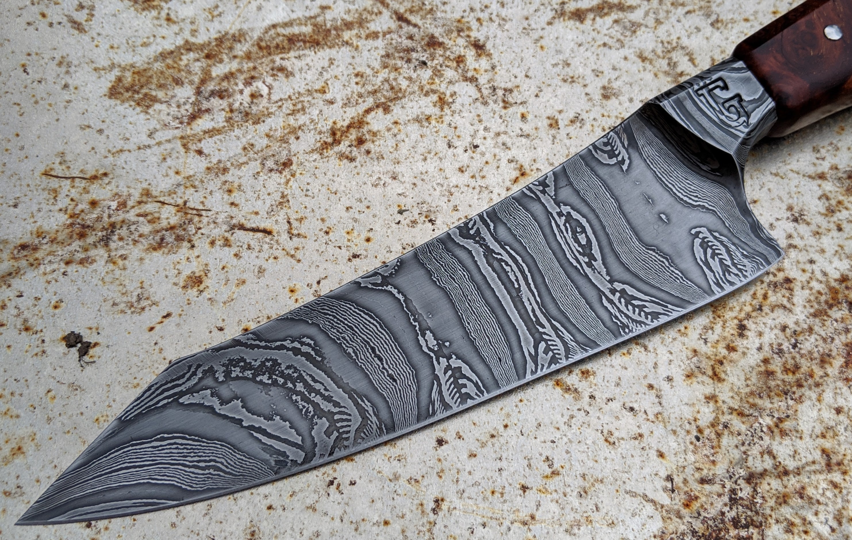 Neil Gillert 165mm Integral Damascus Utility Knife - High-Quality Handcrafted Chef's Knife for Professional Cooking & Outdoor Camping
