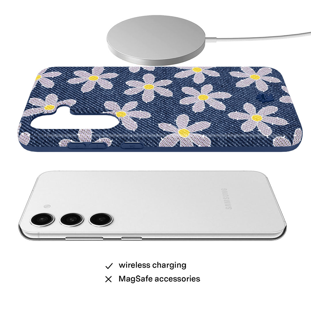 Samsung Galaxy Phone Case with Denim Daisy Floral Design - Stylish & Protective Cover for Everyday Use