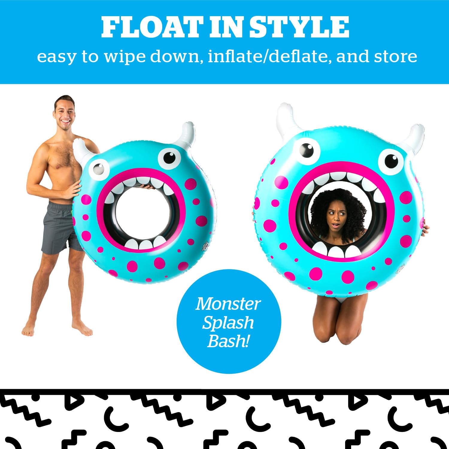 BigMouth Inc. Large Monster Face Pool Float - 3' Wide Inflatable Swim Ring, Blow Up Water Toy for Summer Pool Parties, Lakes & Beach Fun