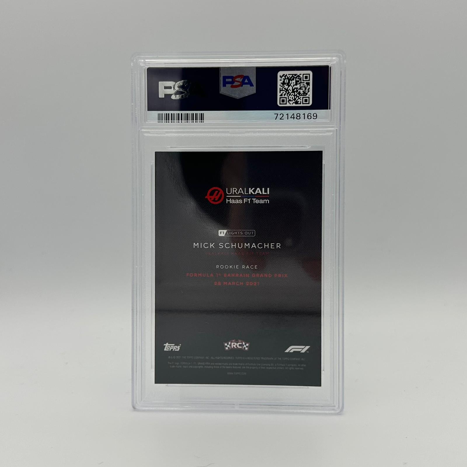 PSA 9 Graded 56/75 Mick Schumacher Rookie Race Green Parallel - Collectible Racing Card for Fans & Investors - Perfect for Display, Trading, and Memorabilia Collections