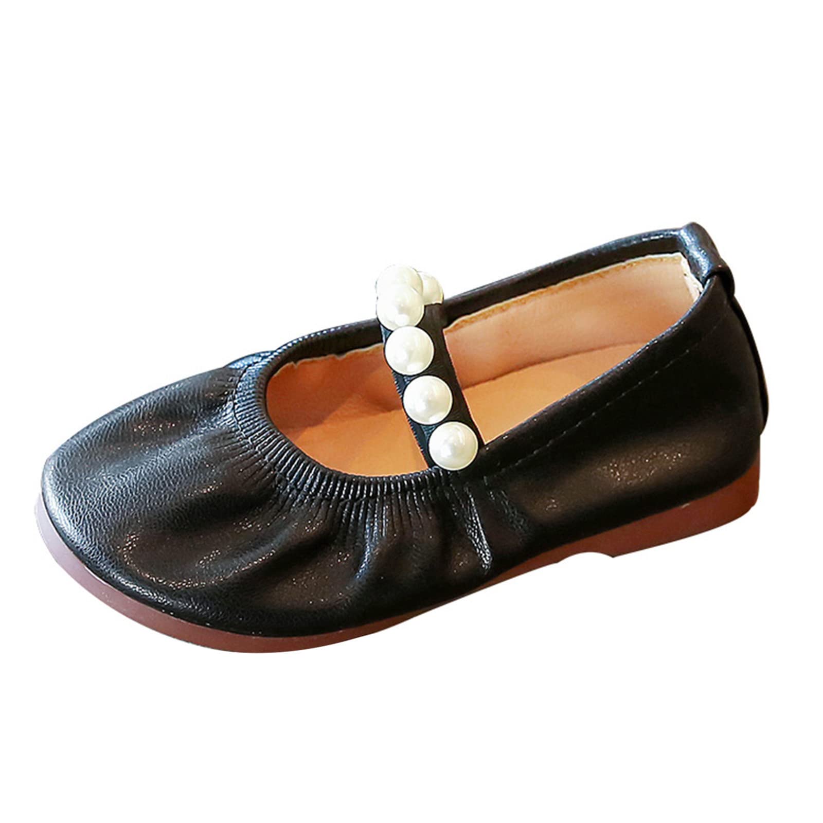 Black Princess Flats for Toddler Girls - Size 7 (5 Years) | Comfortable Party, School & Wedding Shoes for Little Girls - Perfect for Special Occasions & Everyday Wear