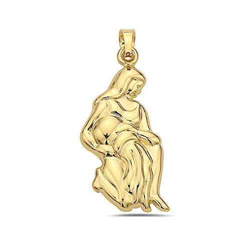 14K Yellow Gold Zodiac Sign Pendant Necklace for Women & Girls - Perfect Birthday Gift, Christmas Present & Everyday Jewelry - Aries, Taurus, Gemini, Leo, Virgo, Libra, Scorpio, Sagittarius, Capricorn, Aquarius, Pisces - Ideal for Parties, Dating & Special Occasions