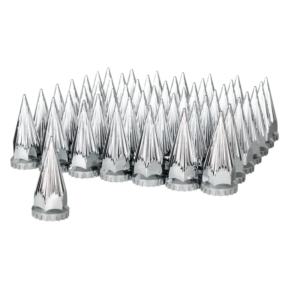 United Pacific 10583CB Chrome Plastic Razor Wheel Lug Nut Cover Set - 33mm x 4.75