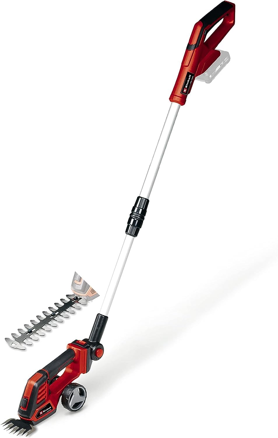 Einhell GE-CG 18/100 Li T-Solo Cordless Grass & Shrub Shear - 18V Lithium-Ion Battery (Not Included) - Telescopic Handle, 100mm Grass Blade & 200mm Shrub Blade - Perfect for Lawn Trimming, Hedge Cutting & Garden Maintenance
