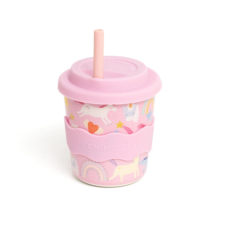 Pink Unicorn Kids Reusable Water Bottle with Straw - 240ml BPA-Free Insulated Cup for School, Travel & Outdoor Activities