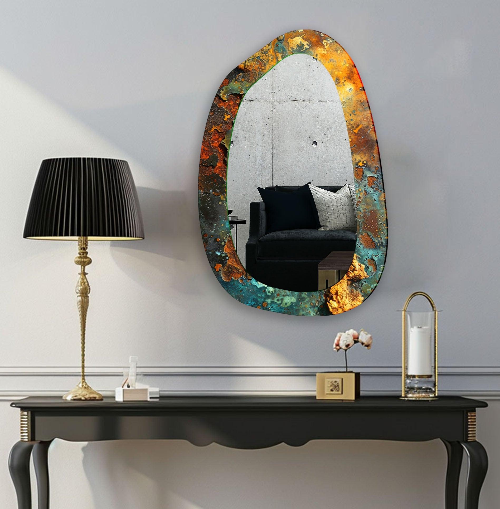 Abstract Large Irregular Glass Wall Mirror - Modern Decorative Mirror for Living Room, Bedroom, Entryway - Unique Statement Piece for Home Decor