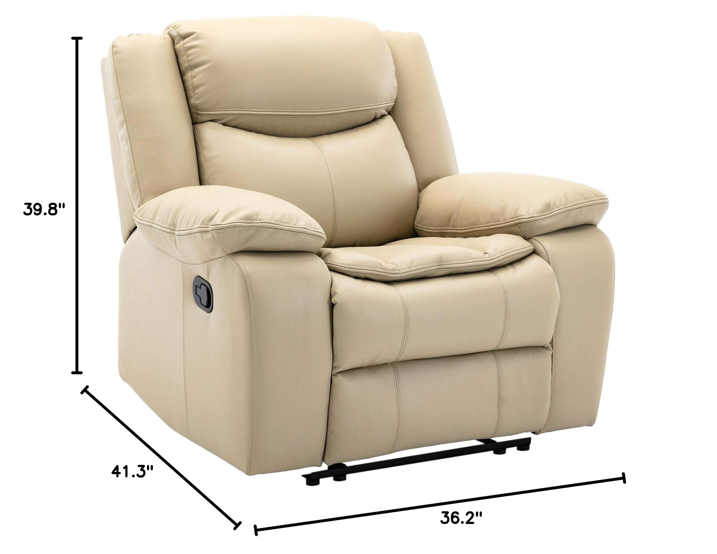 Familymill Breathable Leather Manual Recliner Chair - Comfortable Living Room Furniture for Relaxing & Lounging | Perfect for Home Theater, Reading Nook & Family Room