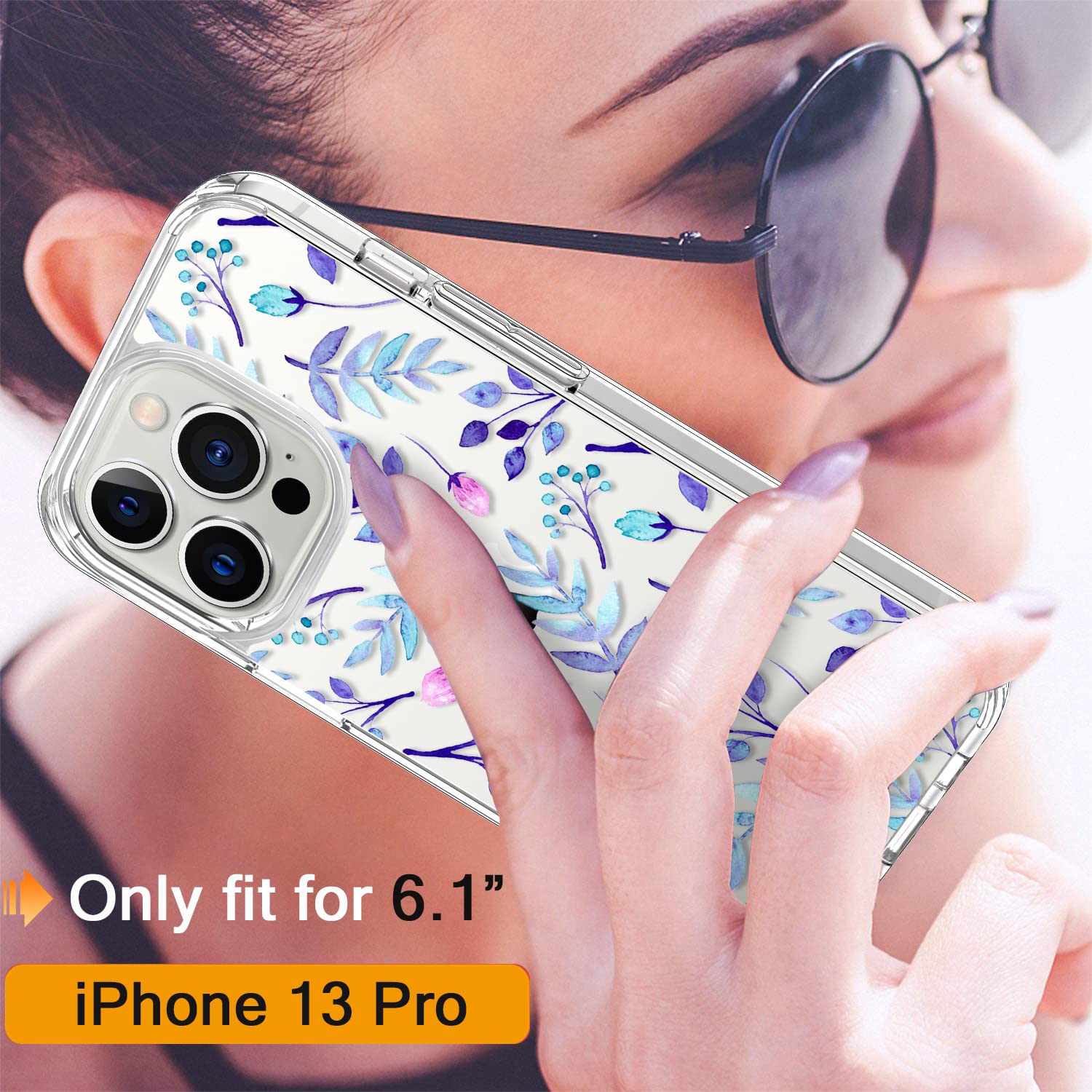 GiiKa iPhone 13 Pro Case with Screen Protector - 6.1 Inch Clear Shockproof Full Body Protective Case with TPU Bumper | Floral Design for Women | Perfect for Everyday Use, Work & Outdoor Activities