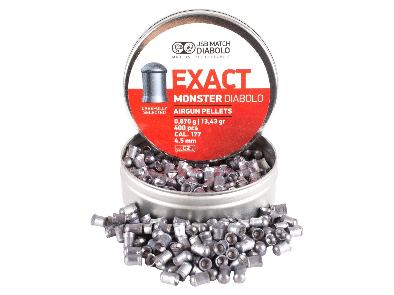JSB Exact Monster .177 Caliber Pellets - 13.4 Grains Cylindrical Diabolo Pellets (400 Count) - Precision Airgun Ammo for Target Shooting & Small Game Hunting