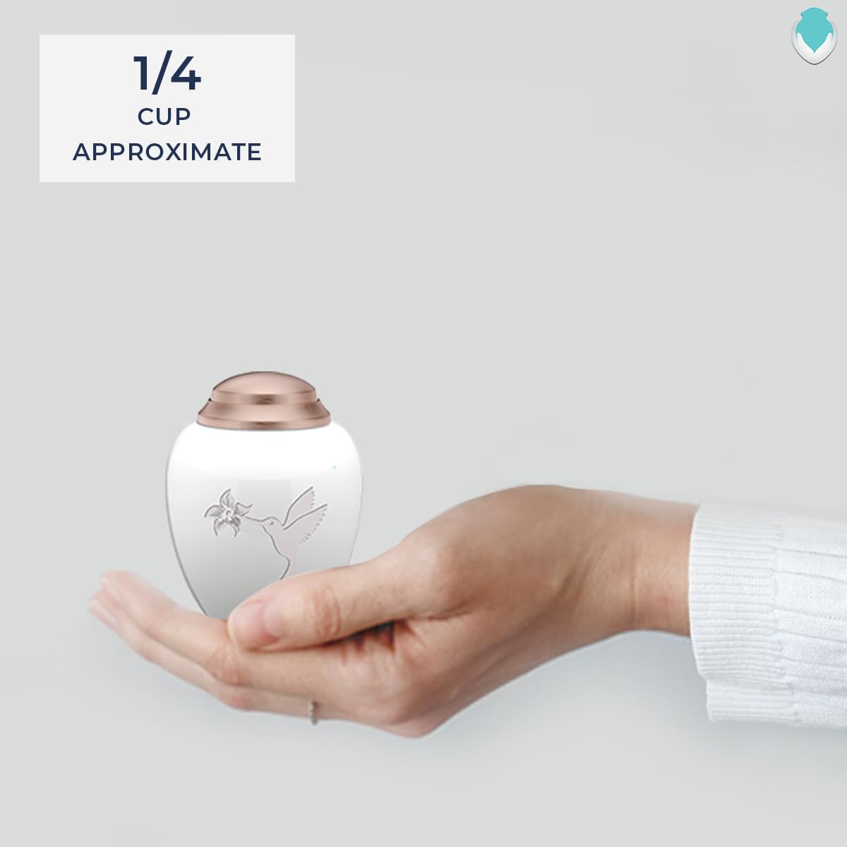 Beautiful White & Rose Gold Hummingbird Keepsake Urn for Ashes - Memorial Cremation Urn for Loved Ones - Perfect for Home Display & Funeral Services