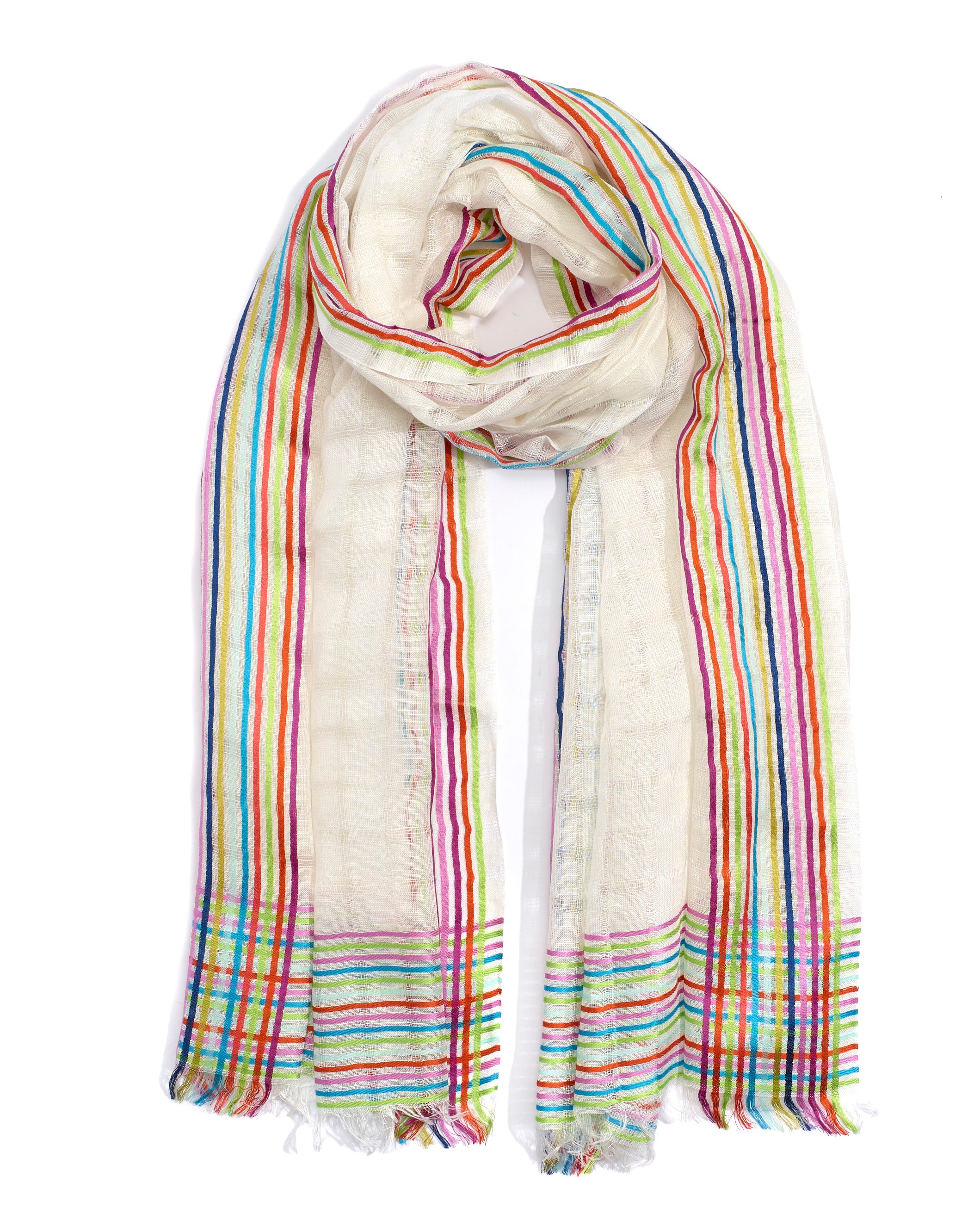 Stripe Border Wrap - Stylish and Versatile Fashion Scarf for Women, Perfect for Casual Outfits, Office Wear, and Evening Events