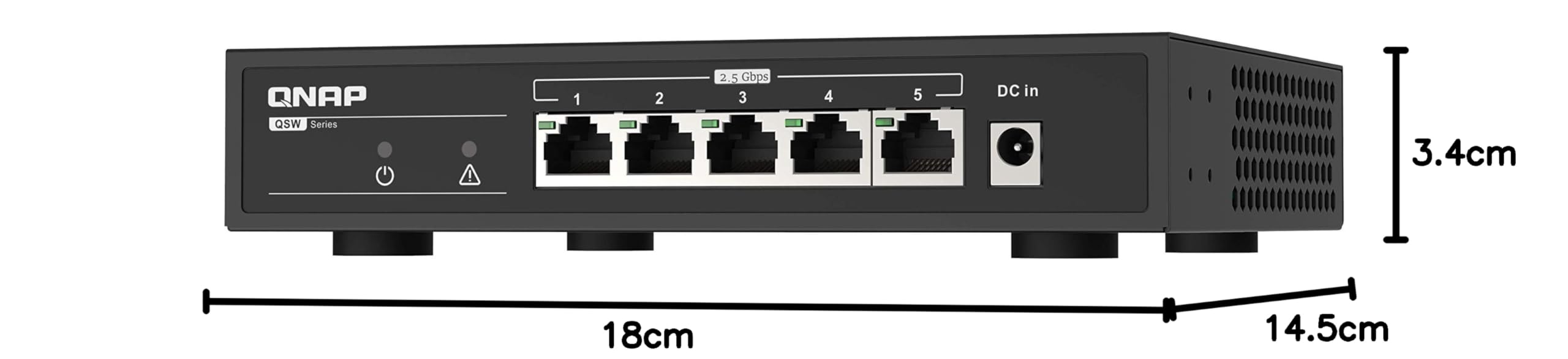 QNAP QSW-1105-5T 5-Port 2.5Gbps Unmanaged Network Switch with Auto-Negotiation (2.5G/1G/100M) - Ideal for Home Office, Gaming & High-Speed Data Transfer