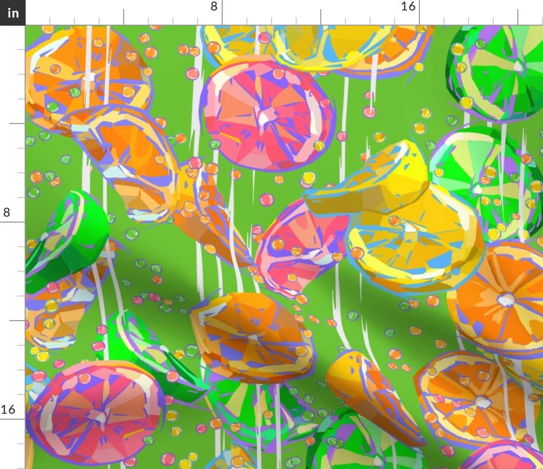 Petal Signature Cotton Fabric Fat Quarter - Pop Art Citrus Fruit Print (Lime, Bubbles, Oranges, Lemon) for Sewing, Quilting, Apparel & Crafts | Home Decor, DIY Projects, Upholstery & Fashion Accessories