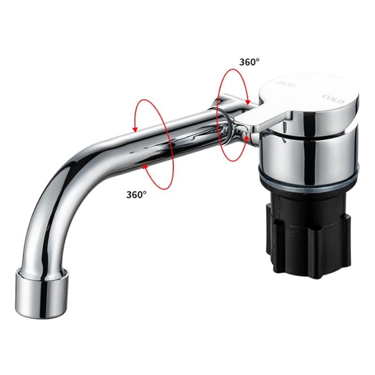 360° Rotating RV Camper Faucet - Hot & Cold Water Folding Kitchen Sink Tap with Dual Knob Handles, Brass Construction & Chrome Finish (G1/2) - Perfect for Tiny Homes, Boats, and Off-Grid Living