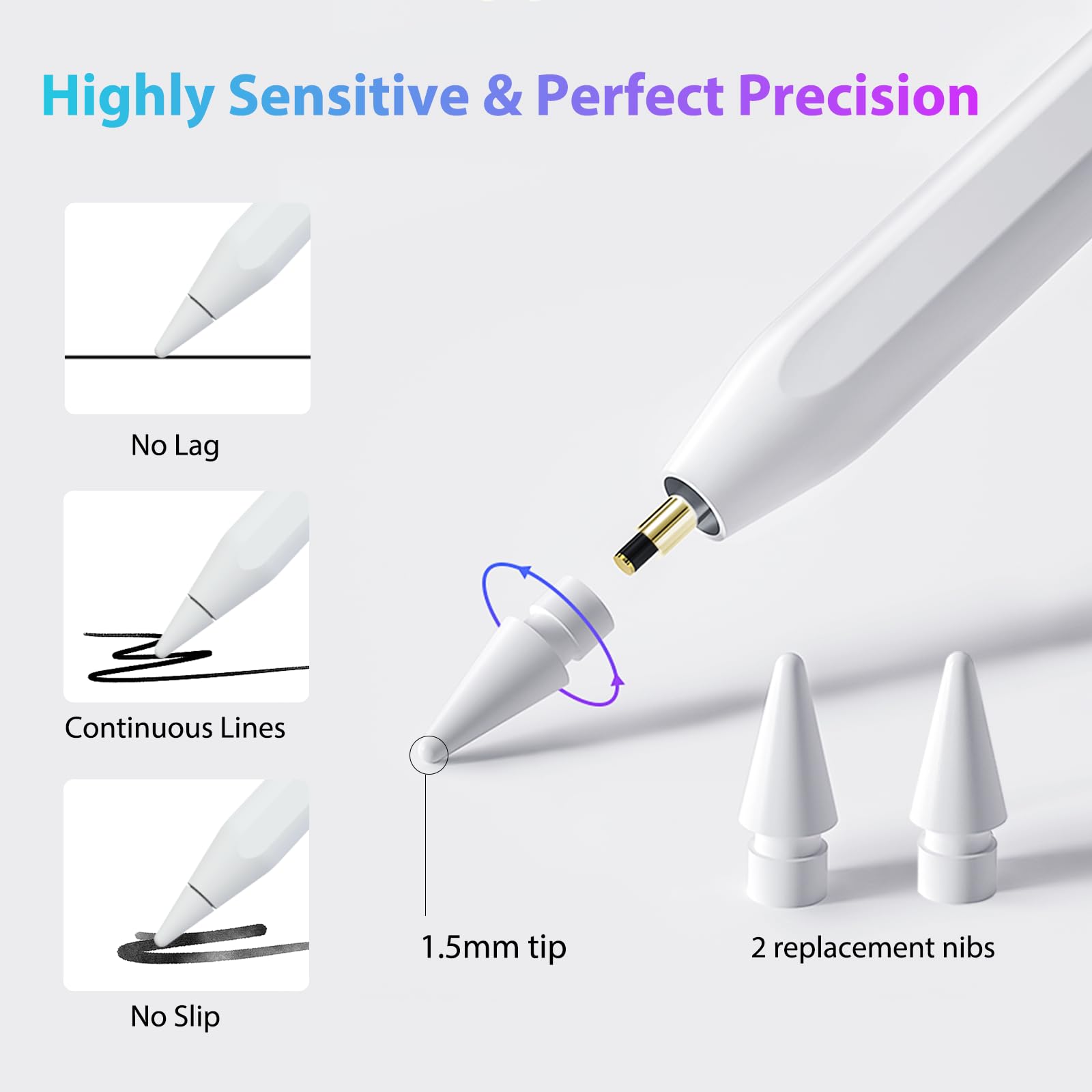 Apple Pencil 2nd Generation Stylus with Magnetic Wireless Charging & 3X Fast Charge - Compatible with iPad Pro 11 (1/2/3/4), iPad Pro 12.9 (3/4/5/6), iPad Air 4/5, iPad Mini 6 - Perfect for Drawing, Note-Taking & Professional Design Work