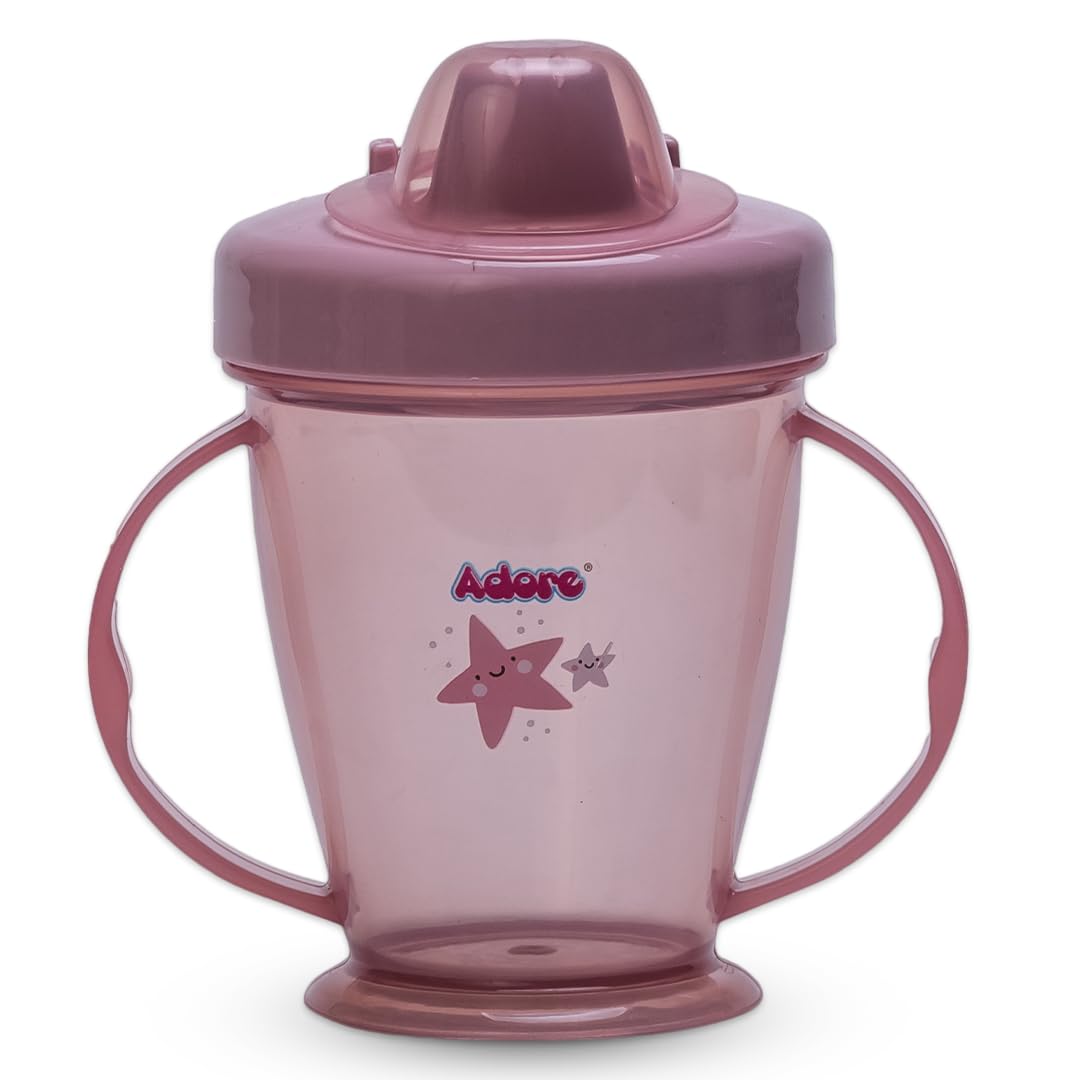 Adore Birdy Leakproof Spout Sipper Cup for Babies & Toddlers | 250ml Anti-Spill Drinking Water Bottle with Handle | Ideal for 6-12 Month Old Infants | BPA-Free Baby Cup for Home, Travel & Daycare (Pink)