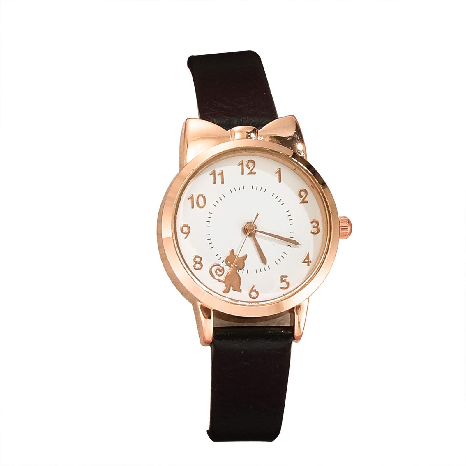 Stylish Korean Analog Quartz Watch for Women - Trendy Casual White Cat Design - Perfect for Daily Wear, Office & Fashion Accessories