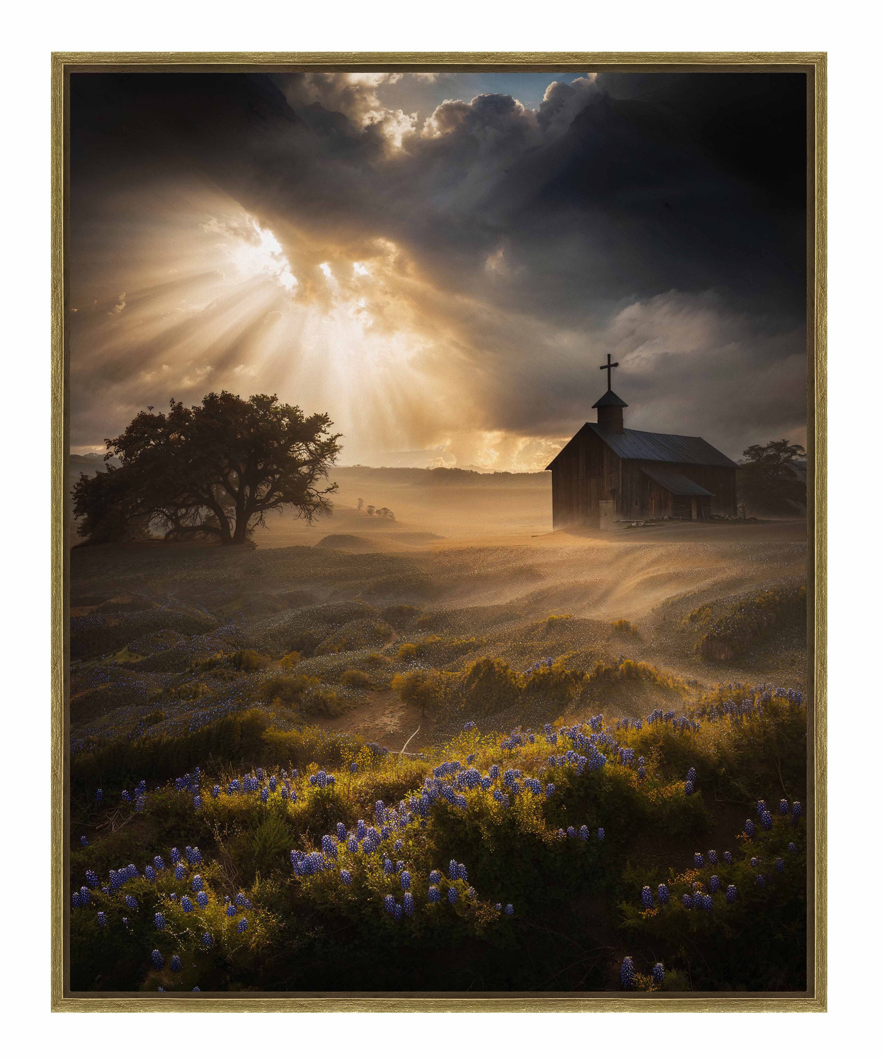 Celestial Rays Over Lone Star Land II - Stunning Galaxy Space Art Print on Gallery Wrapped Canvas - Perfect for Living Room, Bedroom & Office Wall Decor