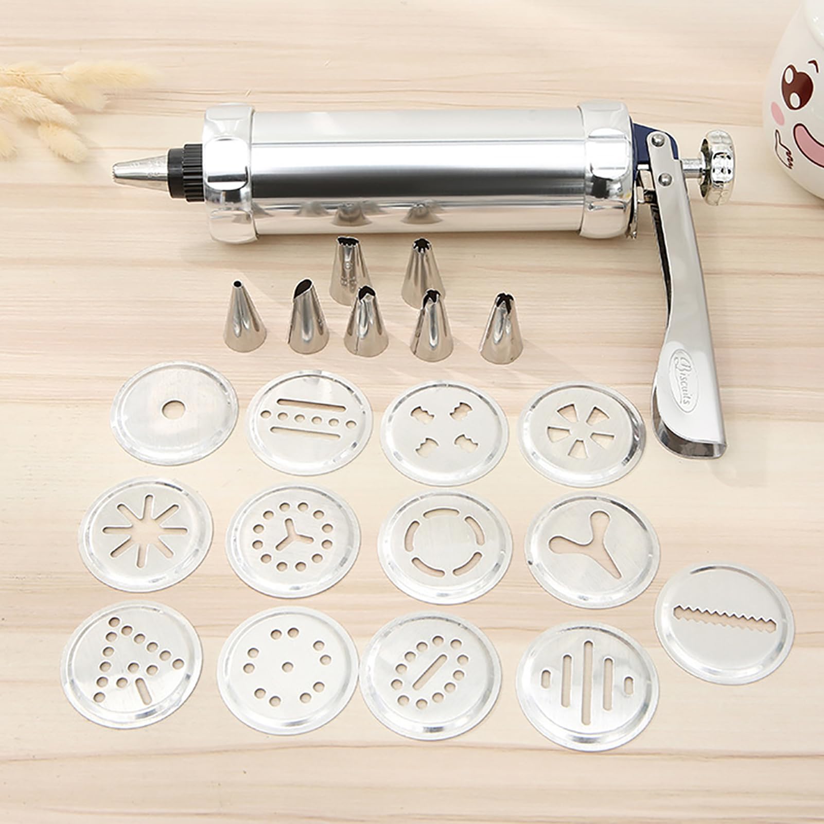 Aluminum Alloy Cookie Press Gun Kit - Stainless Steel Biscuit Maker with 24 Nozzle Tips for Baking, Cake Decorating & Pastry Piping | Perfect for Christmas Cookies, DIY Desserts & Home Baking Gifts