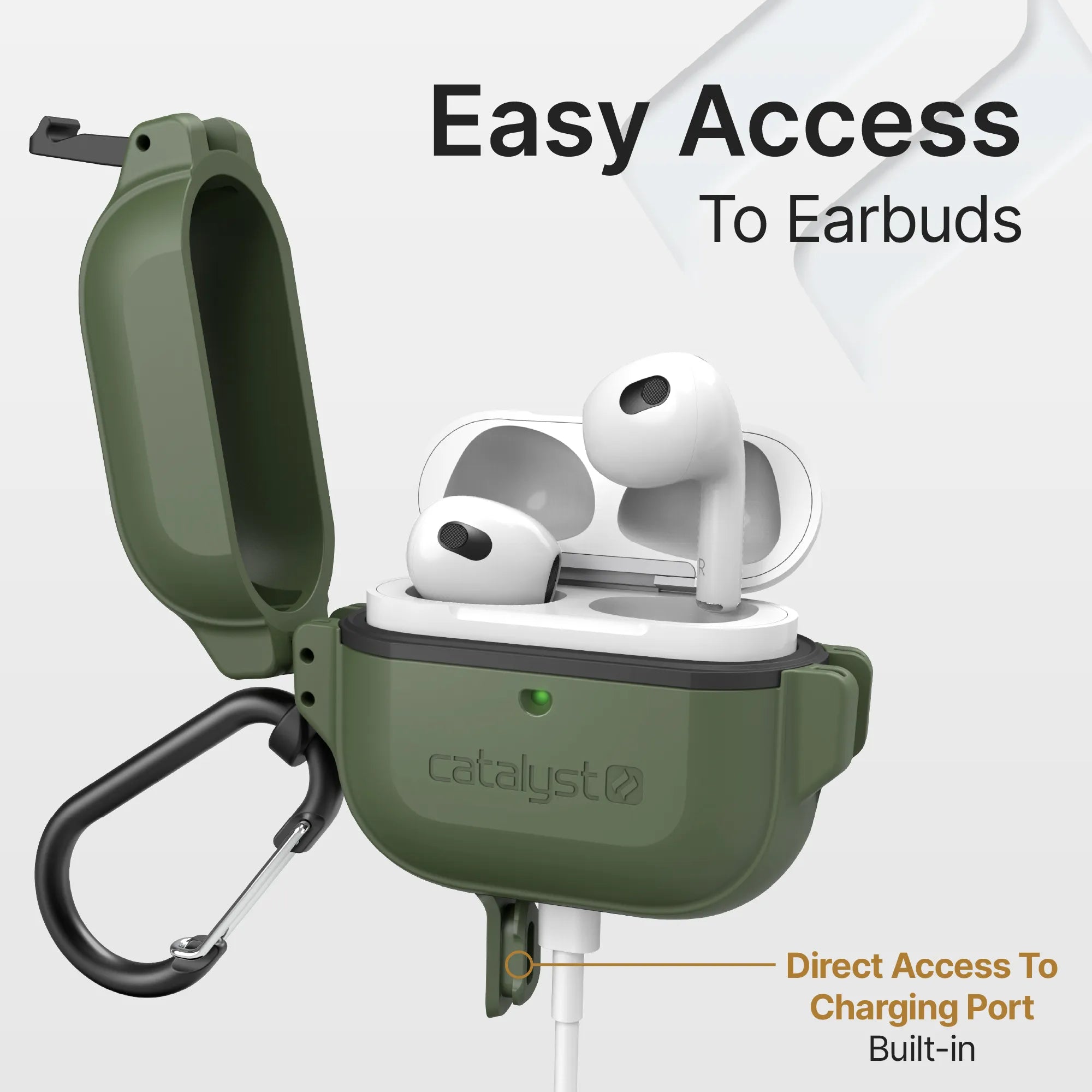 Apple AirPods (3rd Generation) with 330ft Waterproof Protective Case & Carabiner Clip - Wireless Earbuds for Running, Gym, Travel & Outdoor Activities