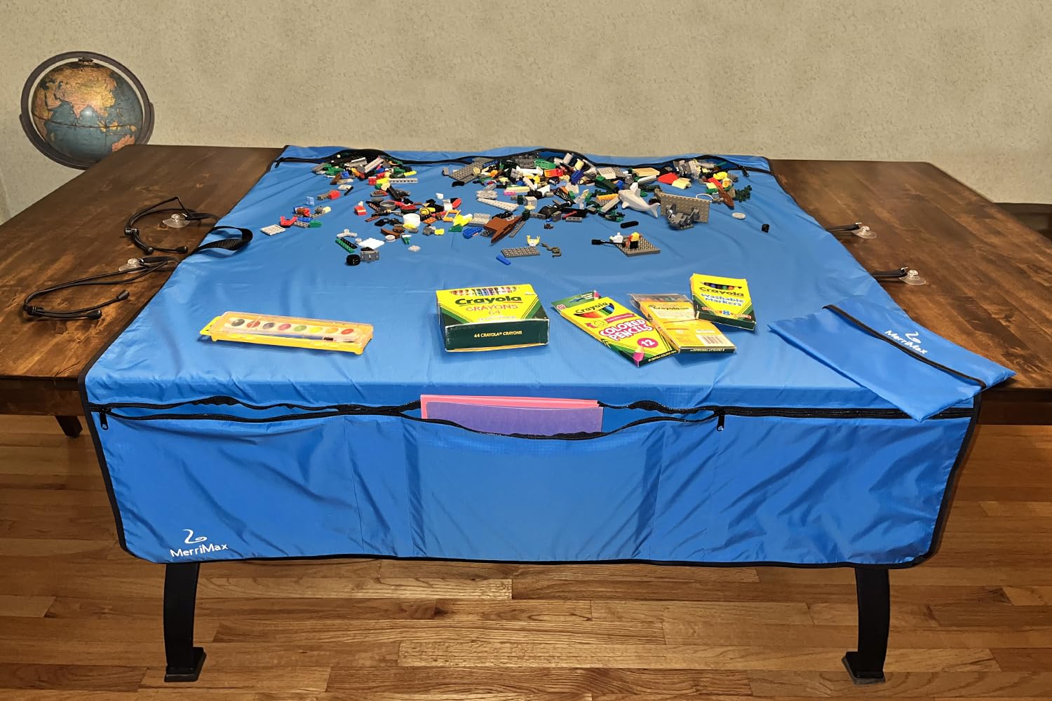 MerriMax Large Portable PlayMat with Patent-Pending Storage Pockets - Perfect for Crafts, Books & Small Toys - Ideal for Home Use & Travel - Great for Playrooms, Road Trips & Organized Kids Activities