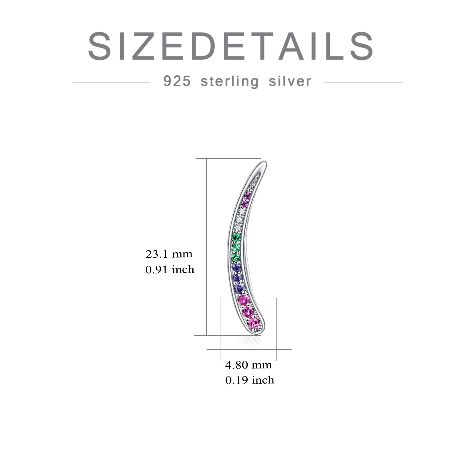 WINNICACA 925 Sterling Silver Opal Ear Climbers for Women - Hypoallergenic Crawler Earrings, Dainty Stud Earrings for Daily Wear | Perfect Christmas Gift, Birthday Present & Special Occasion Jewelry