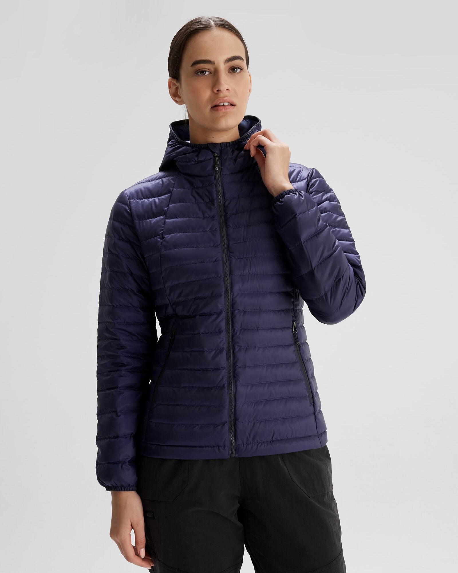 Women's Heli R Hooded Down Jacket - Waterproof Winter Coat for Cold Weather, Dark Horizon - Perfect for Skiing, Hiking & Outdoor Adventures