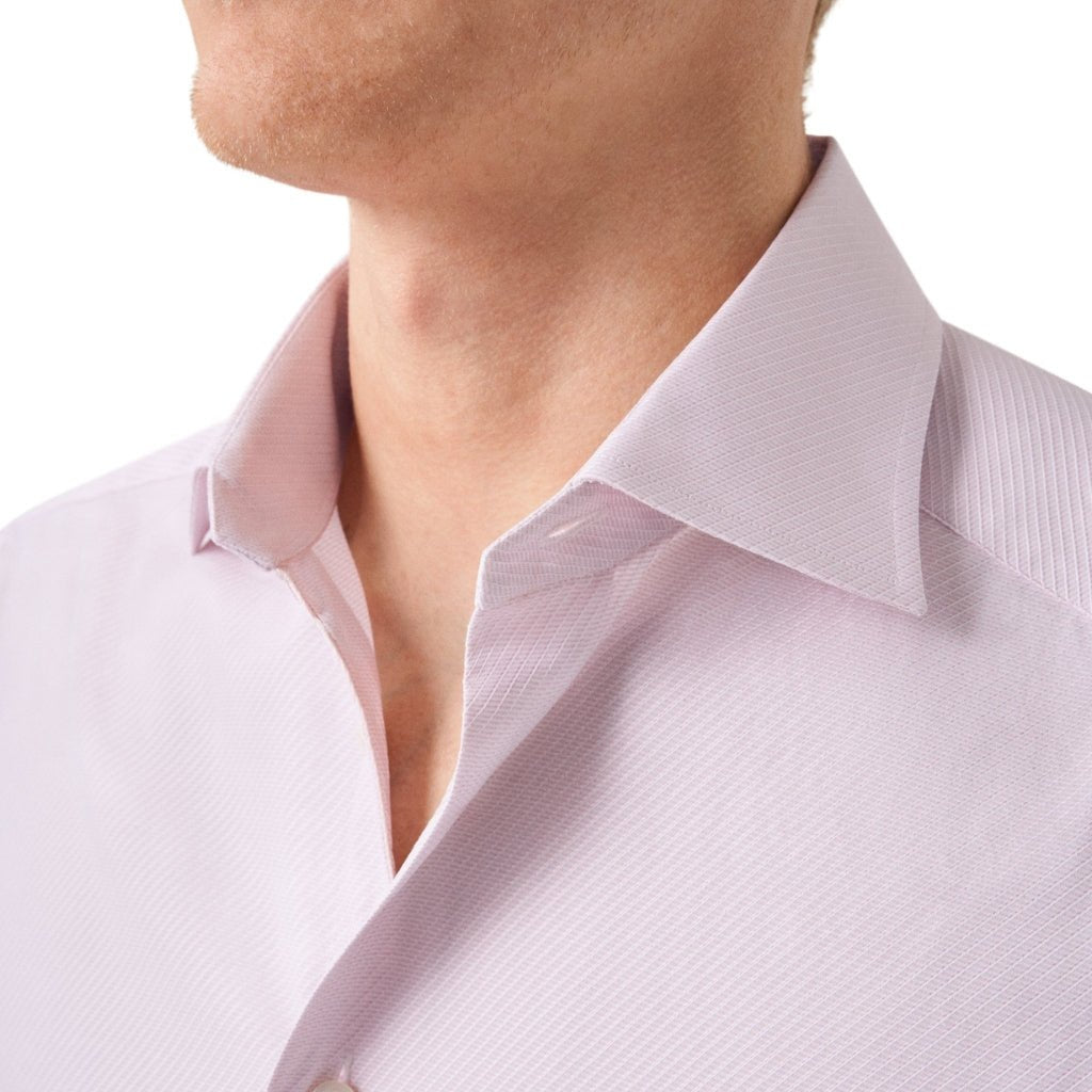 ETON Men's Semi-Solid Dobby Dress Shirt - Slim Fit Single Cuff Formal Shirt in Pink | Perfect for Business Meetings & Special Occasions