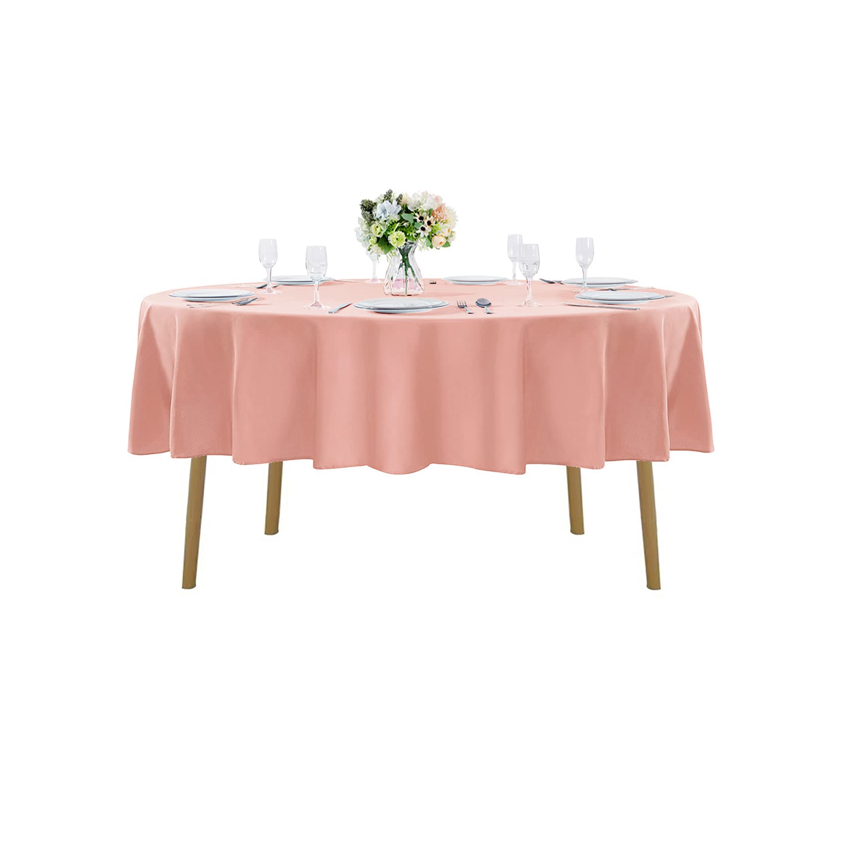 90 Inch Round Tablecloth - Washable Polyester Table Cover for Wedding, Party, Banquet & Dining - Dusty Pink - Perfect for Formal Events, Holiday Gatherings & Restaurant Decor