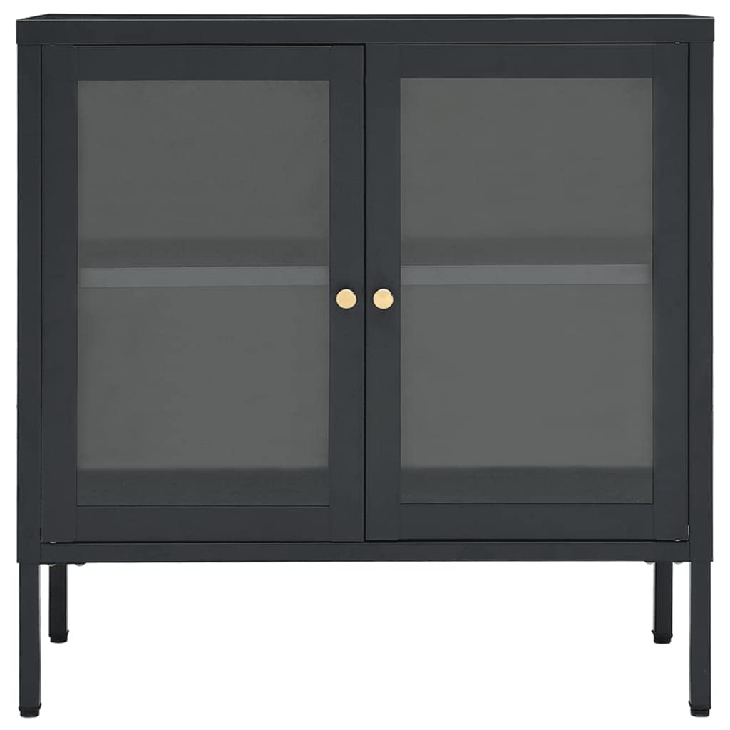FAMIROSA Modern Steel Sideboard Cabinet - 2-Door Metal Storage with Adjustable Shelf, 27.6
