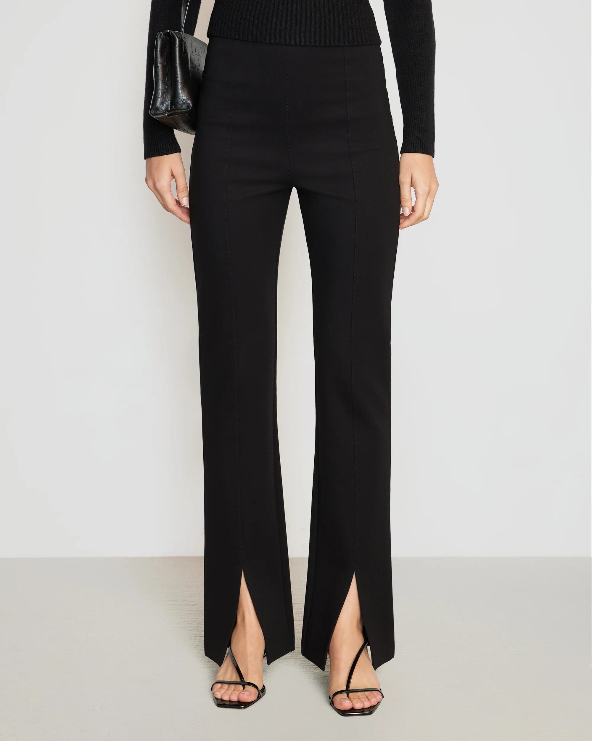 Stretchy Ponte Front Split Pants for Women - Comfortable & Flattering Work Pants for Office & Casual Wear
