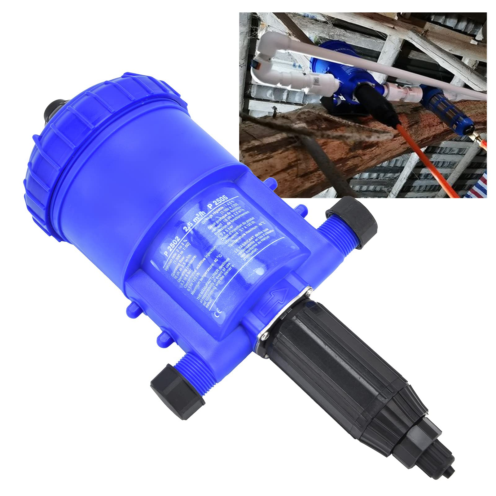 Leapiture G3/4 to G1 Male Thread Fertilizer Proportioner - Adjustable Liquid Doser Dispenser (0.2-2%) - Precision Dosing Pump for Hydroponics, Agriculture & Garden Fertilizer Mixing - Ideal for Greenhouse, Farm & Irrigation Systems