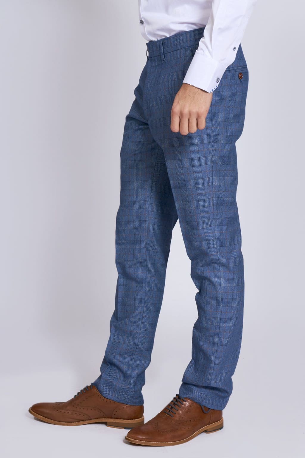 Light Blue Check Three Piece Suit for Men - Marc Darcy George Collection | Perfect for Weddings, Business Meetings & Formal Events