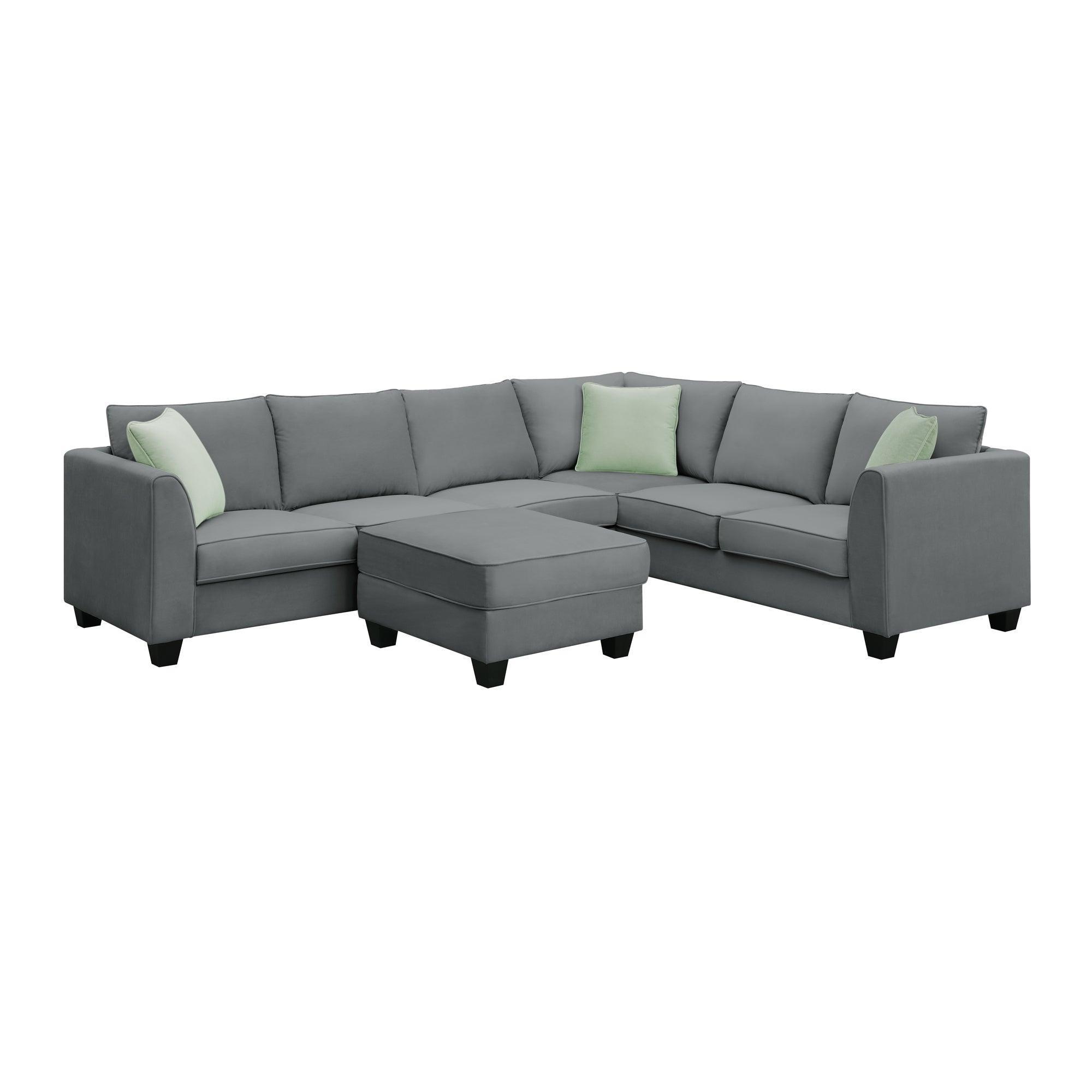 112x87 Inch Modular L-Shaped Sectional Sofa Set with Ottoman & 3 Pillows - 7-Seater Fabric Corner Couch for Living Room | Perfect for Family Gatherings & Movie Nights