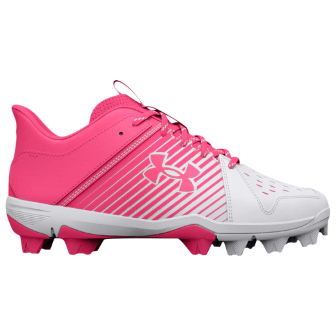 UnderArmour Boys' UA Leadoff Low RM Jr. Baseball Cleats - Lightweight & Durable for Youth Baseball Games & Training (Pink, 3025600-100) - Perfect for Little League, Practice & Field Play