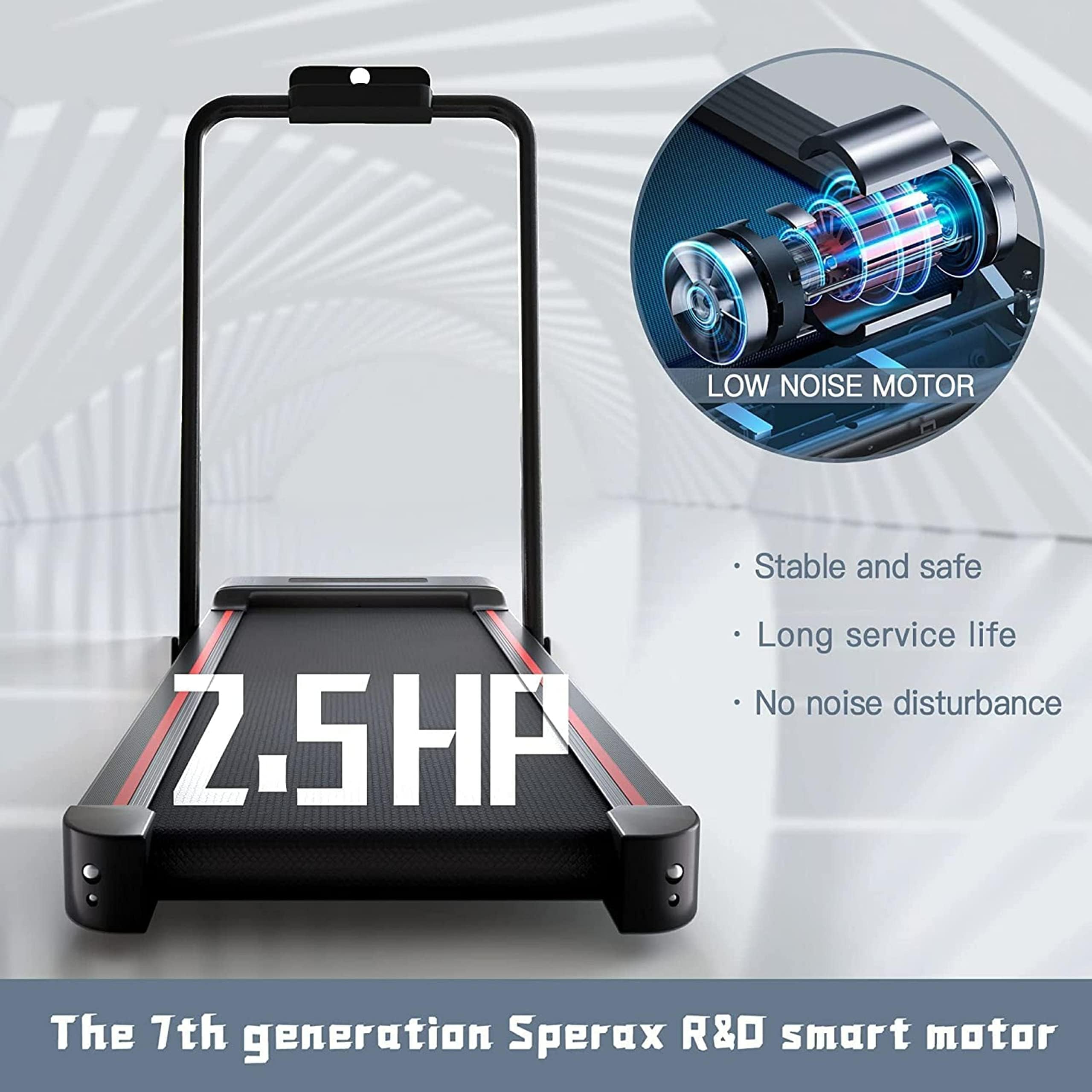 Sperax 3-in-1 Folding Treadmill - Under Desk Walking Pad for Home Office, Portable Treadmill for Walking & Jogging (Black/Red) - Perfect for Small Spaces, Home Gym & Workstation Fitness