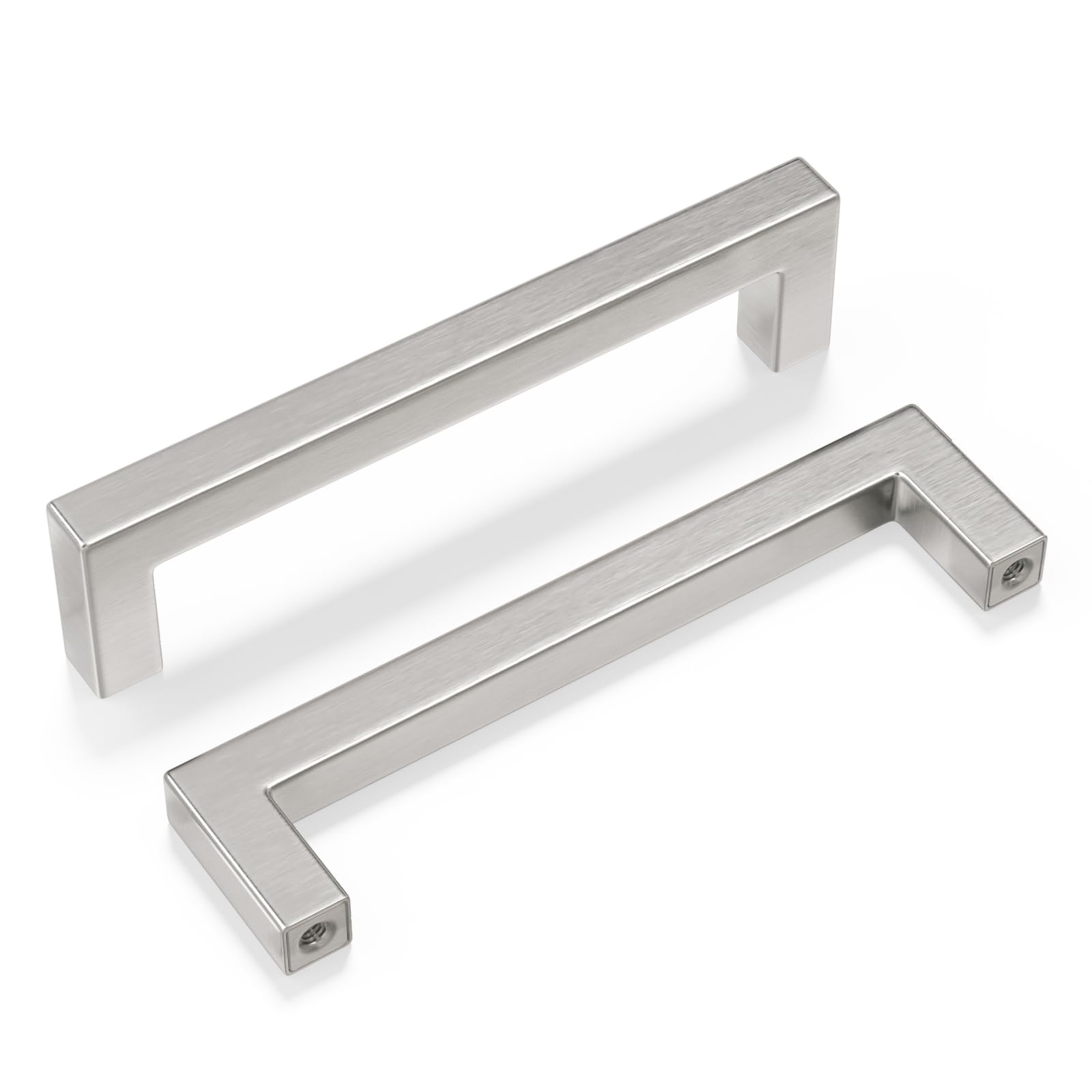 Brushed Nickel Cabinet Pulls - 5 Inch Hole Center Square Drawer Handles for Kitchen & Dresser - 50 Pack - Durable & Stylish Hardware for Modern Home Decor