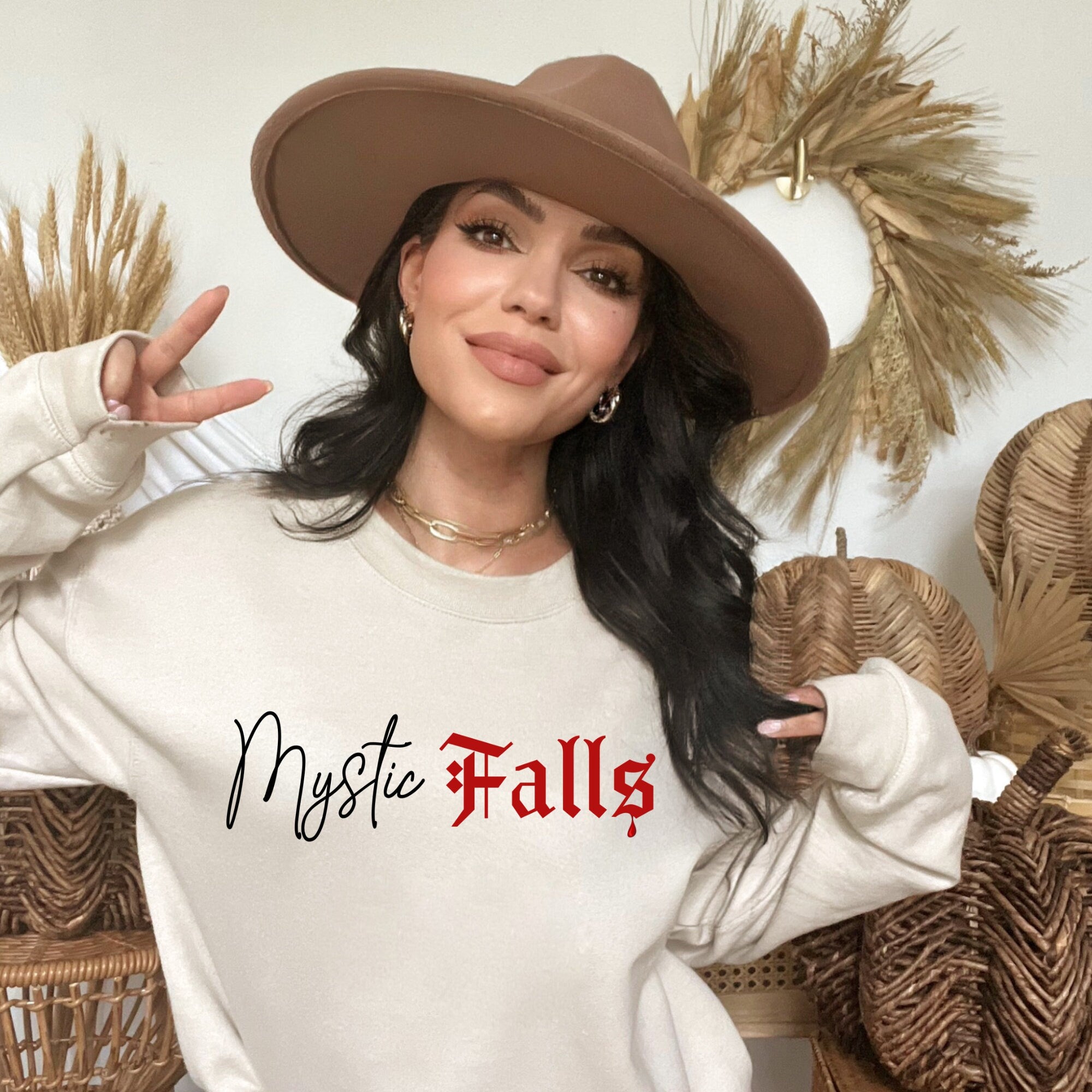 The Vampire Diaries TVD Mystic Falls Crewneck Sweatshirt | Salvatore Brothers Hoodie | Official TVD Merch | Perfect Fan Gift for Vampire Diaries Lovers | Great for Cosplay, Halloween, and TV Show Themed Parties